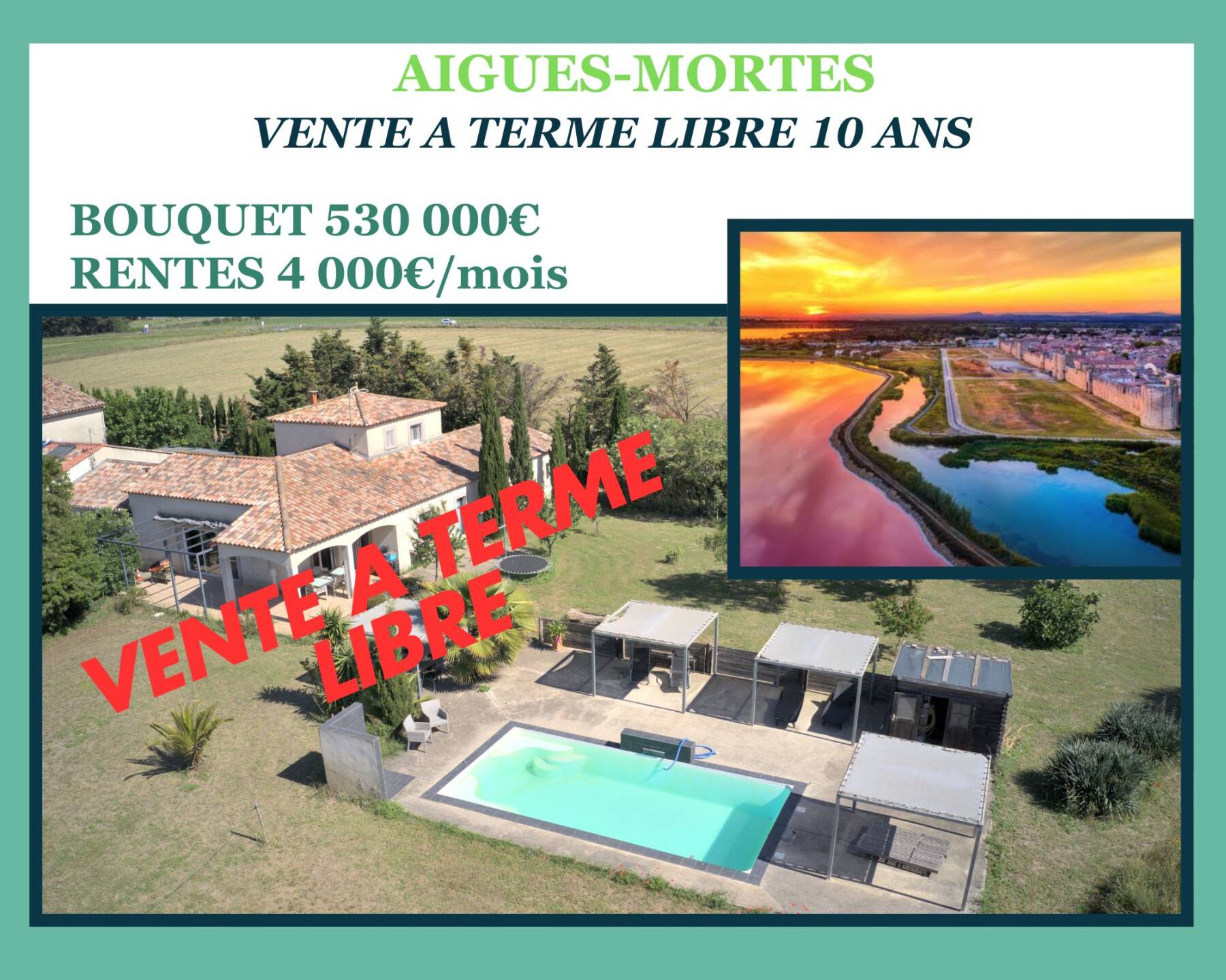 Magnifique Mas en Vente à terme Libre , AIGUES-MORTES