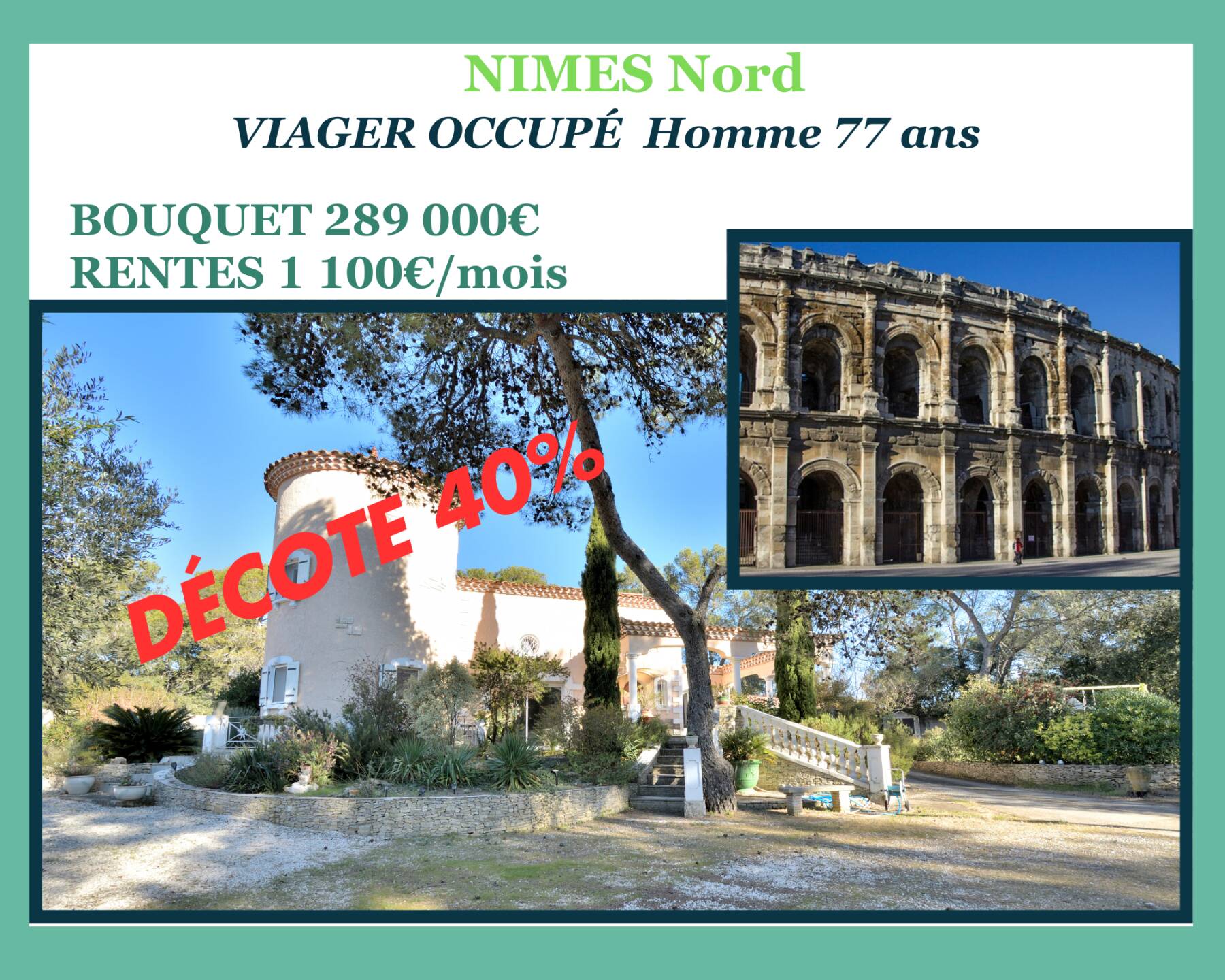 Belle propriété en VIAGER OCCUPE au Nord de NIMES
