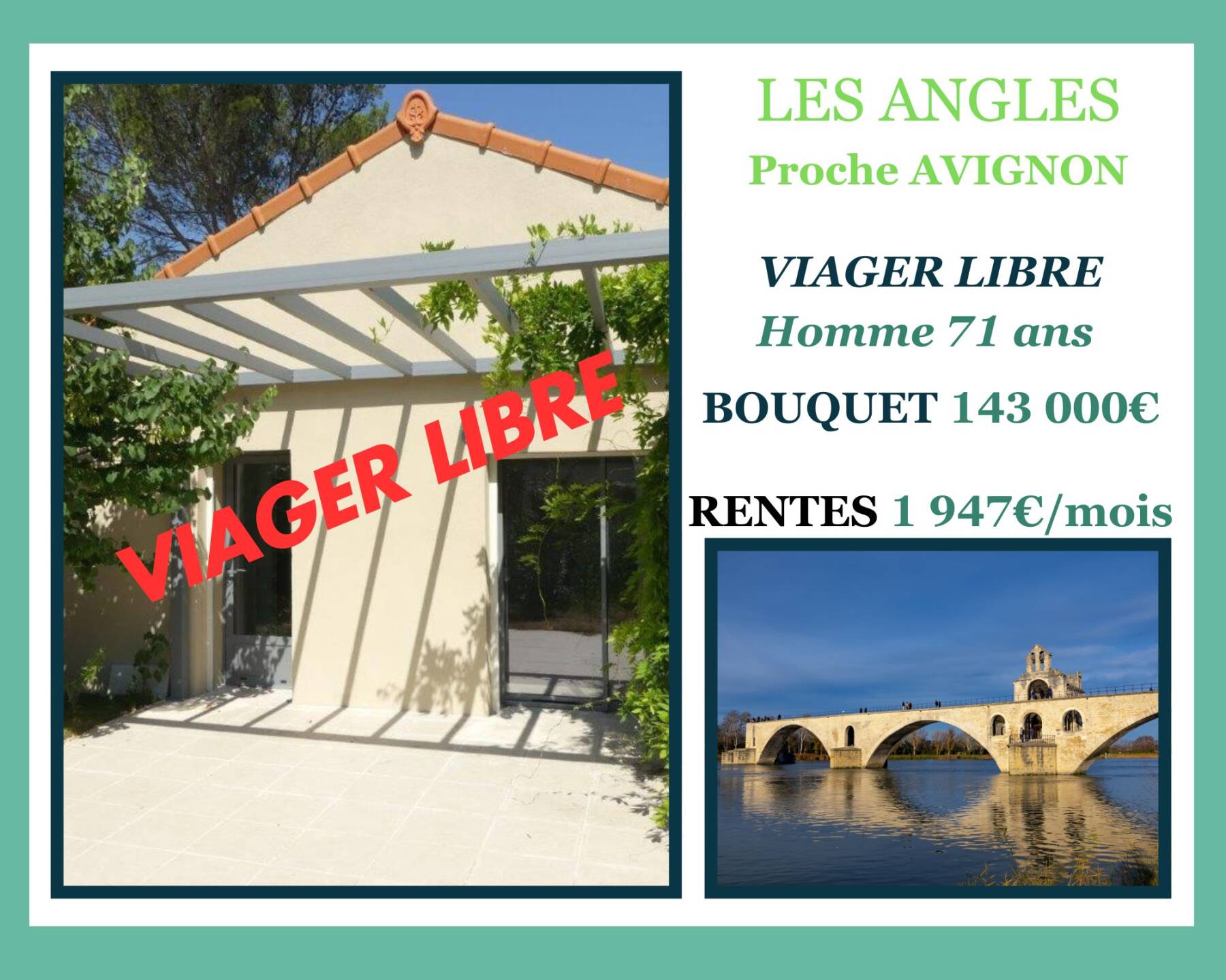 VIAGER LIBRE AUX PORTES D’AVIGNON – INVESTISSEMENT LOCATIF AVEC REVENU IMMÉDIAT