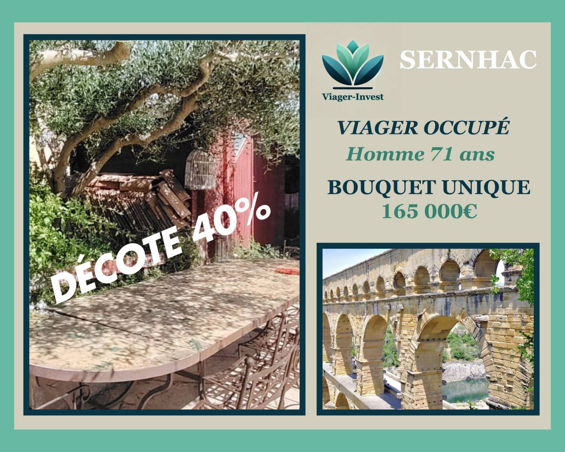 Villa en viager occupé à Sernhac