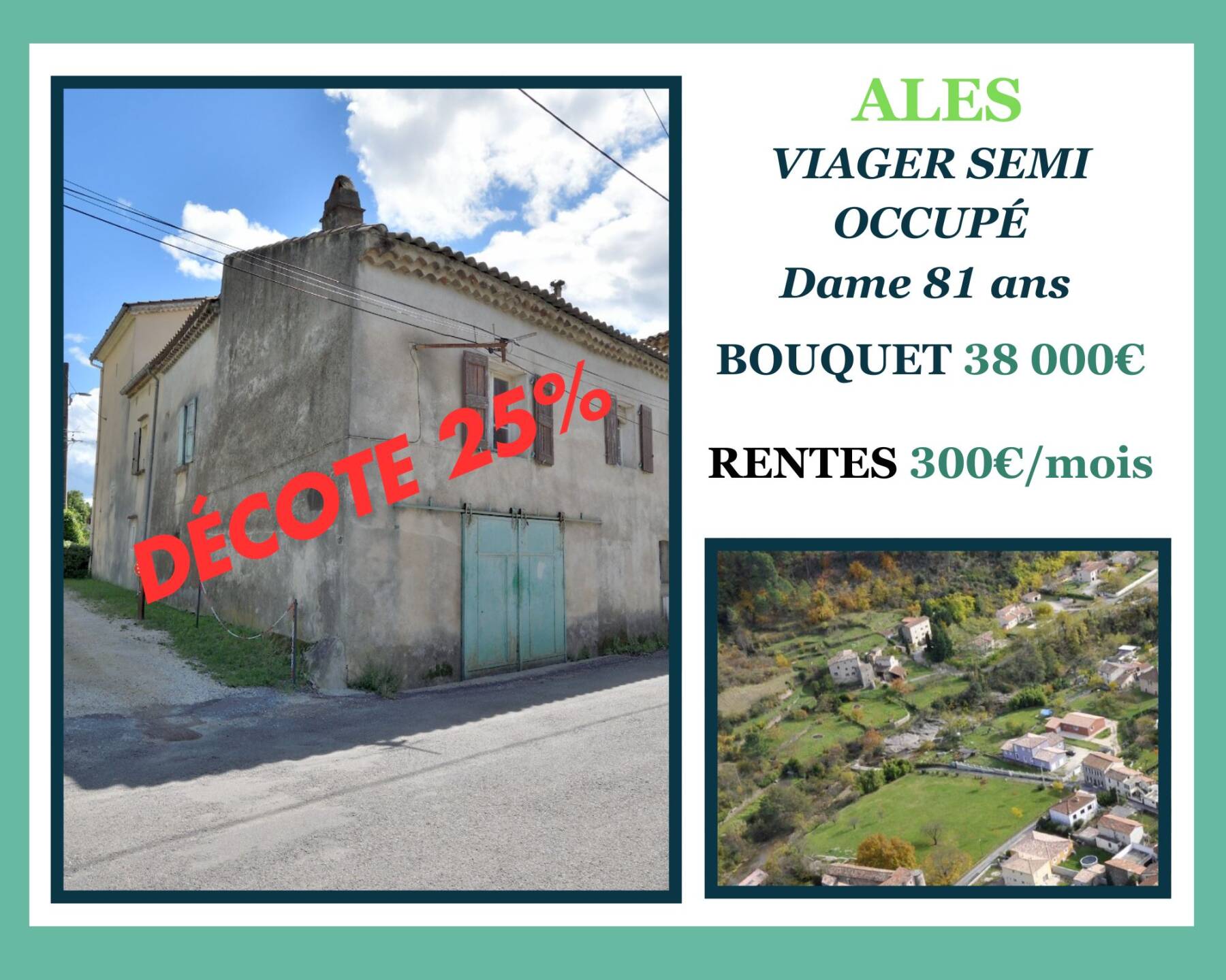 VIAGER SEMI-OCCUPE à ALES