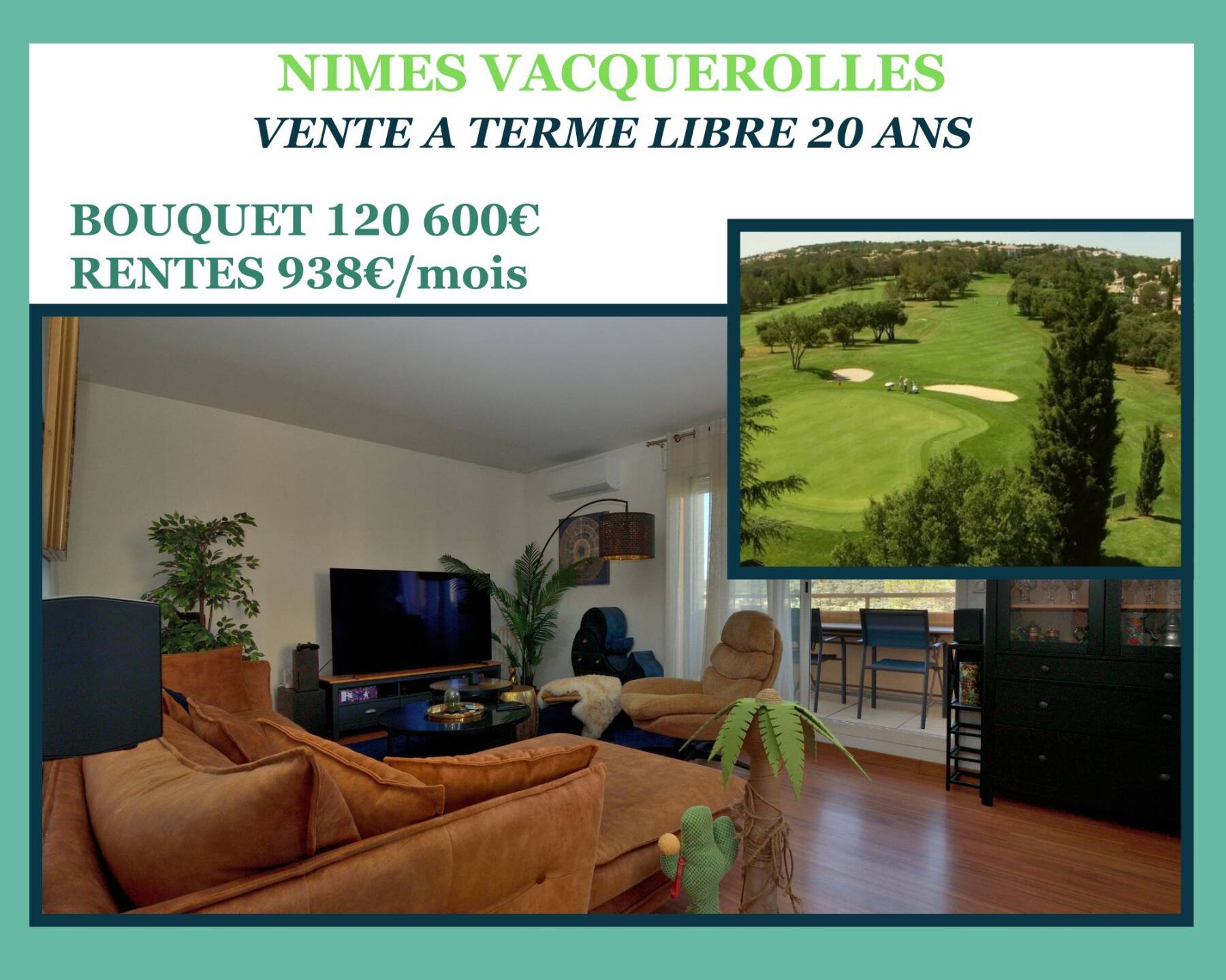 Vente à terme libre appartement P4 face au Golf