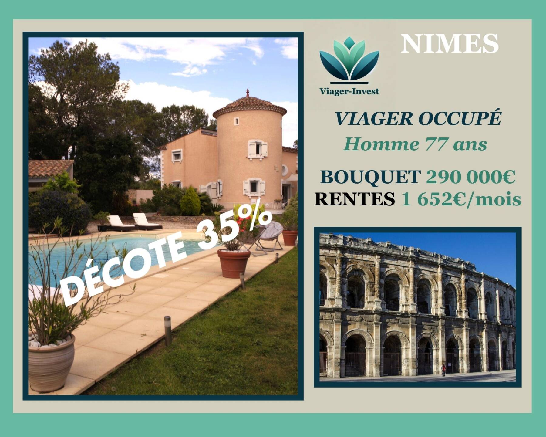 Belle propriété en VIAGER OCCUPE au Nord de NIMES