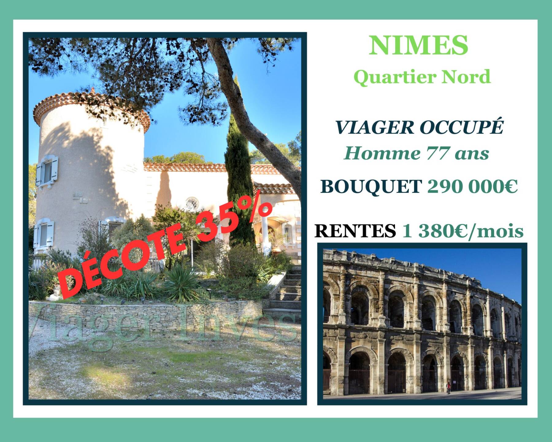 Belle propriété en VIAGER OCCUPE au Nord de NIMES