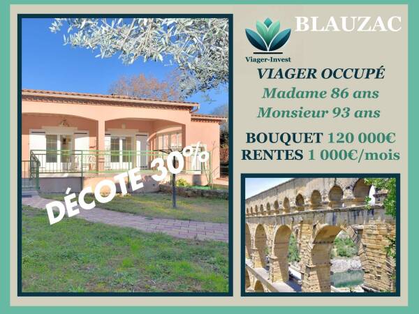 Villa en VIAGER OCCUPÉ à 5 min d'UZÈS
