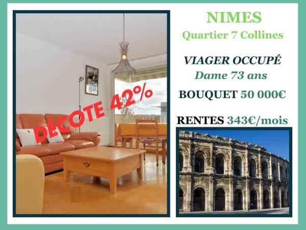 Appartement 4 chambres en viager occupé à Nîmes